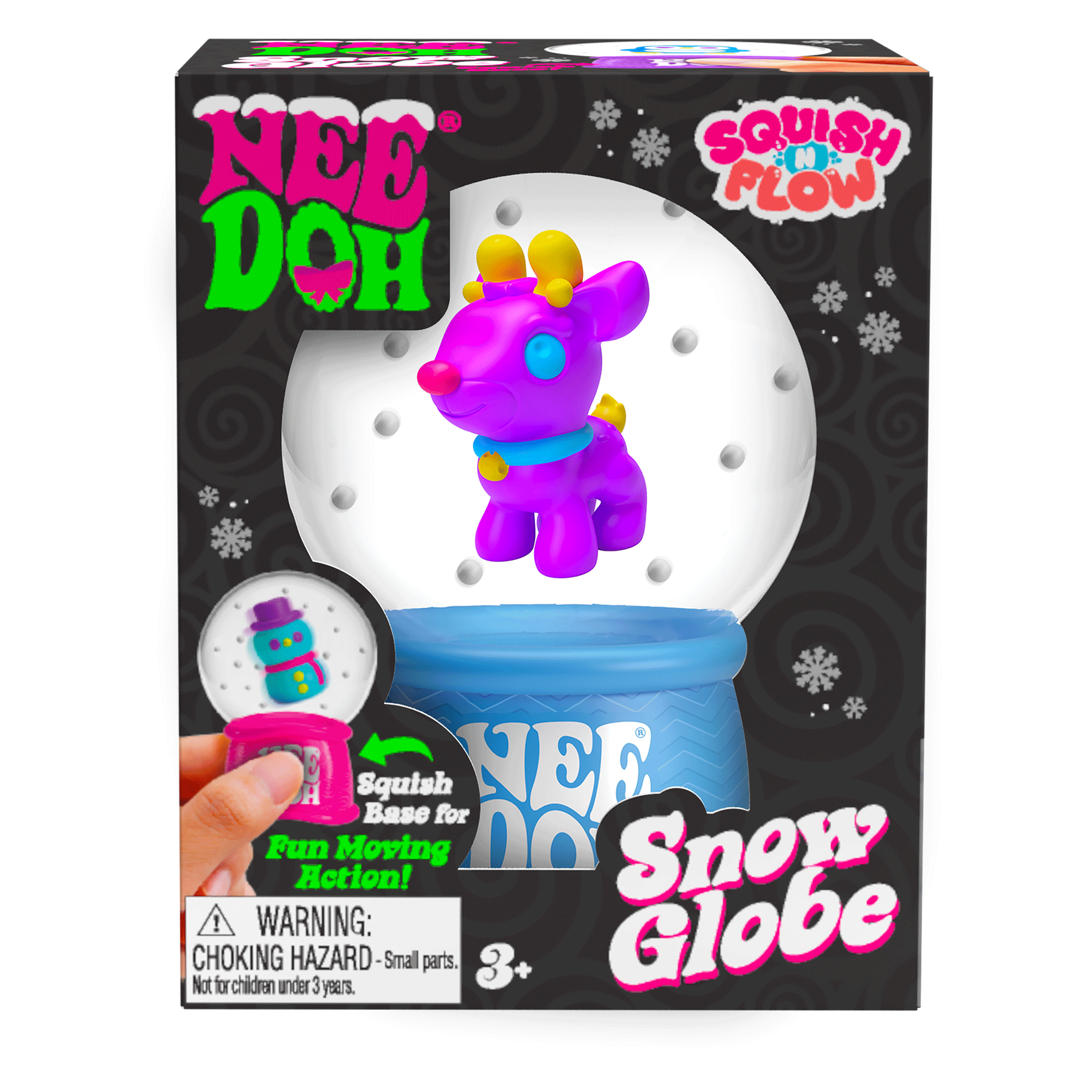 Satisfying Crunch NeeDoh Squish N Flow Snow Globe | Signature Moonlit Lane - Nice Cubes Clear Satisfying Crunch Stress Toy Detail